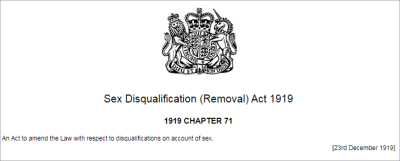 sex disqualification (removal) act 1919